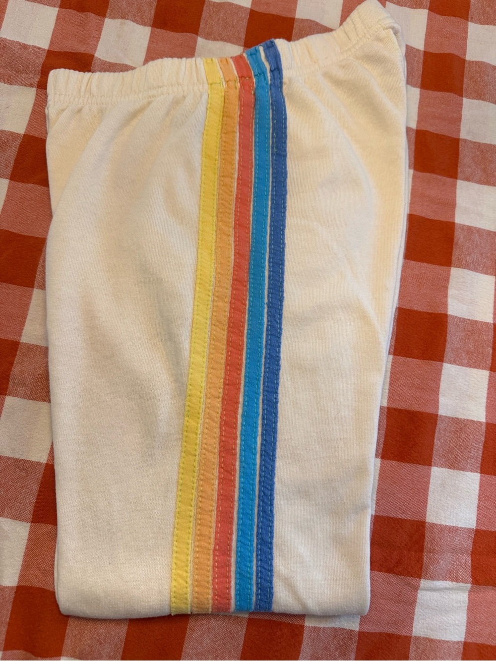 Aviator Nation Cream & Rainbow Stripe Sweatpants Size Small EUC - Picture 2 of 6